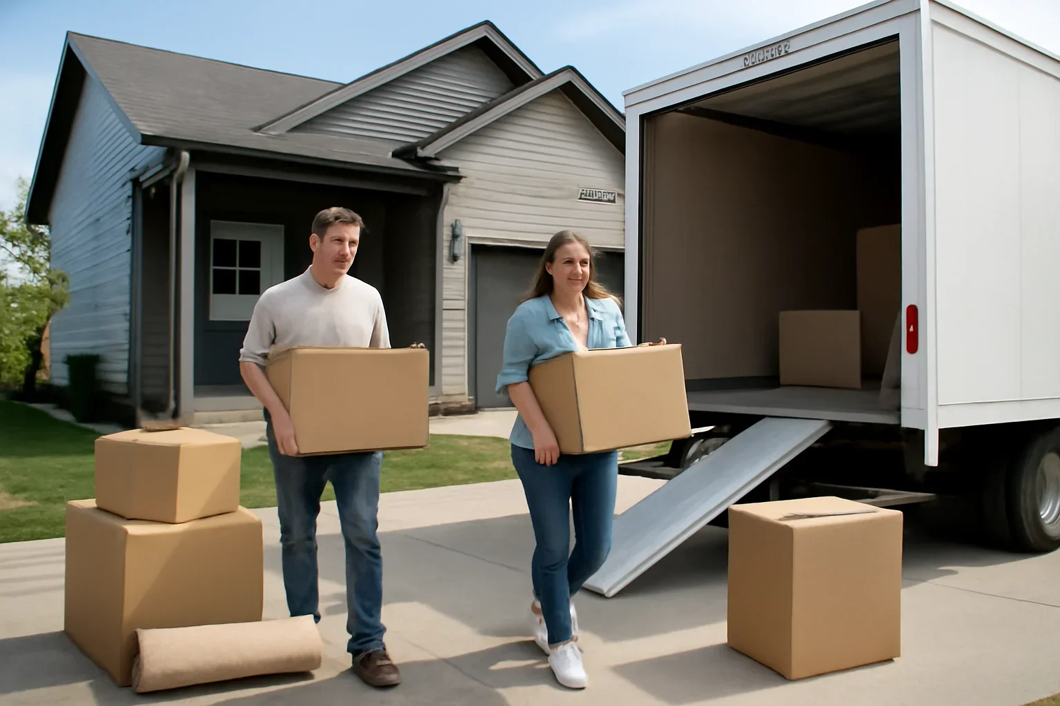 Moving day outside a home in Airdrie