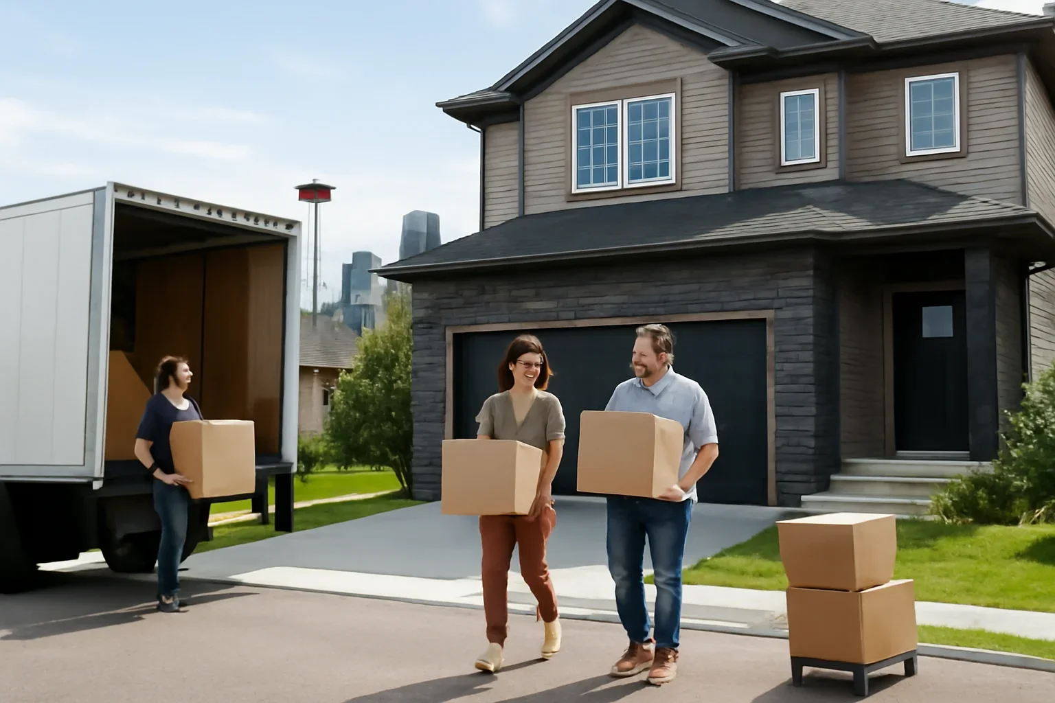Moving day outside a home in Calgary