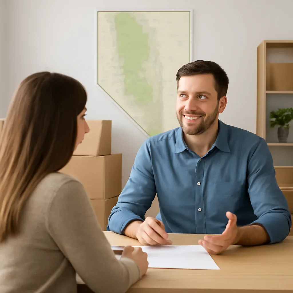 Customer reviewing moving options for Alberta