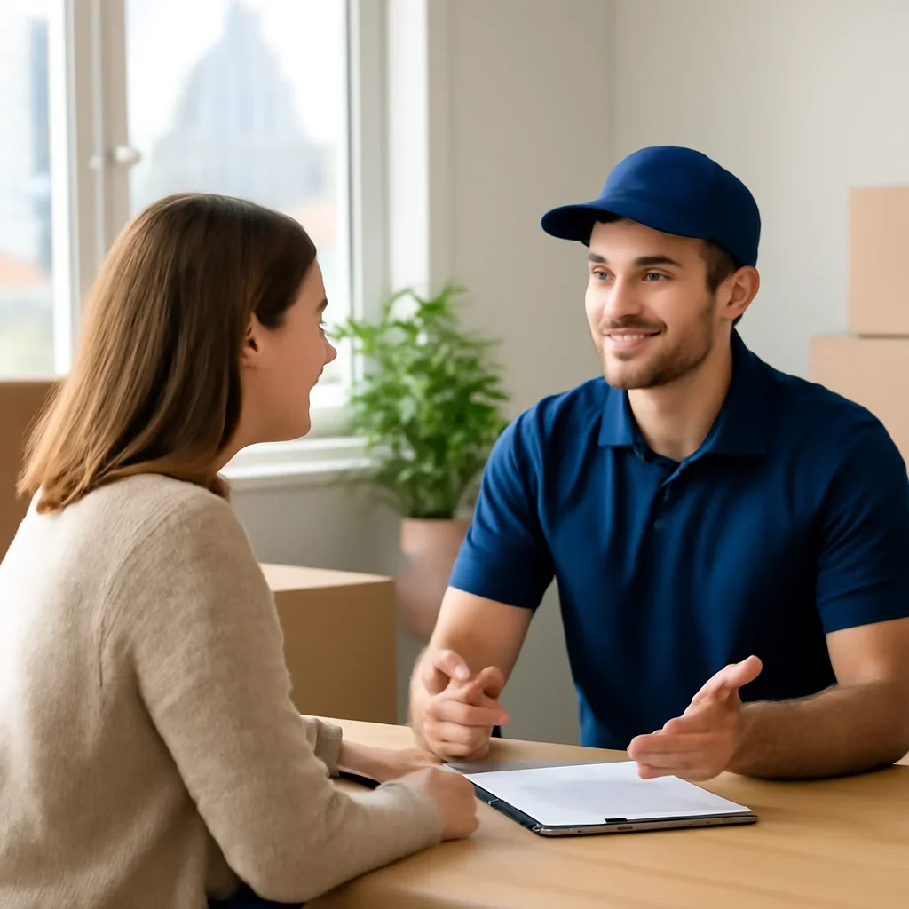 Customer discussing move details for Edmonton