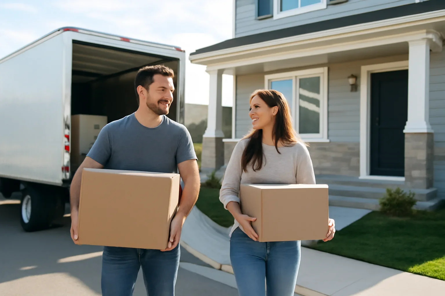 Moving day outside a home in Edmonton