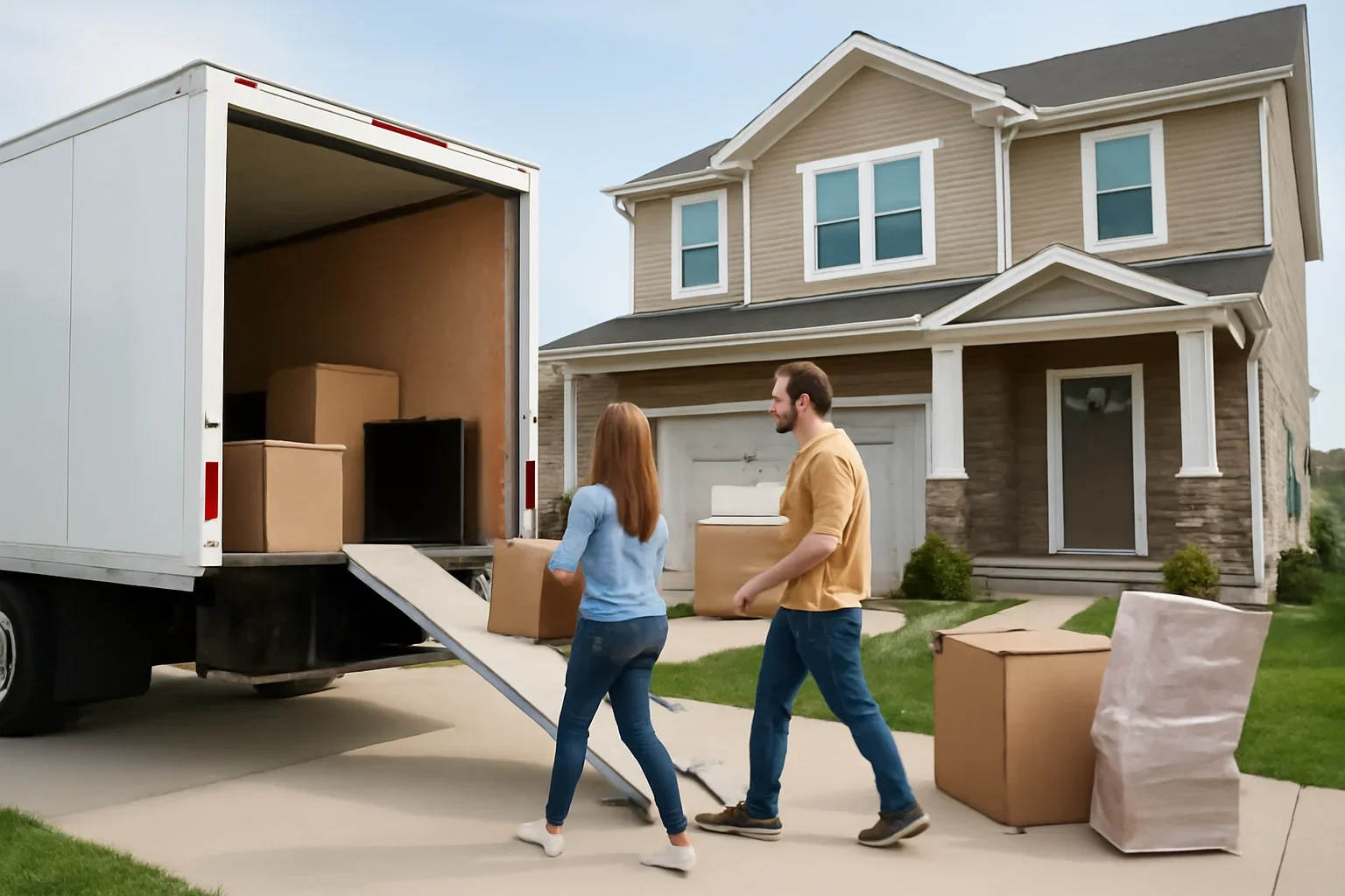 Moving day outside a home in Grande Prairie
