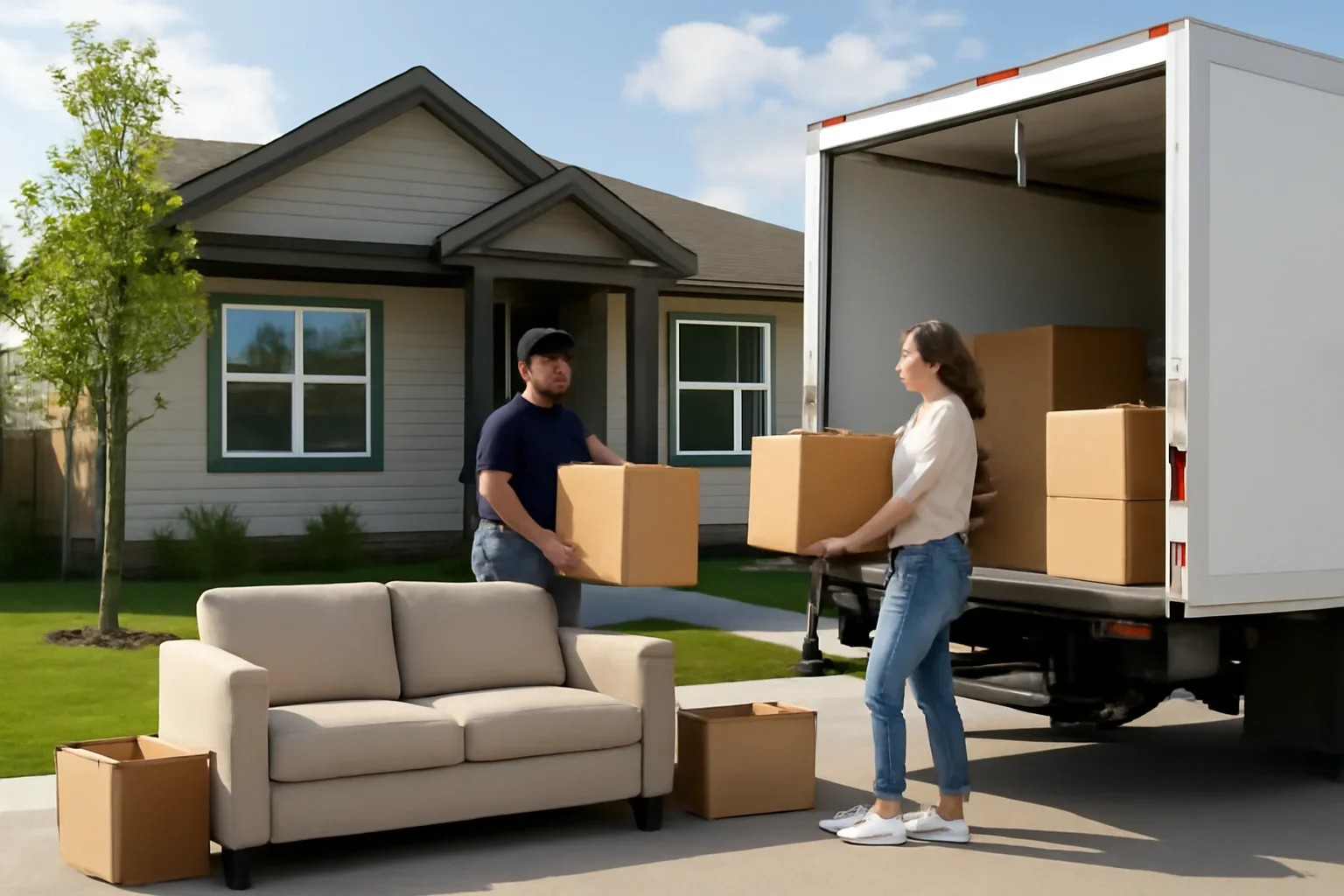 Moving day outside a home in High River