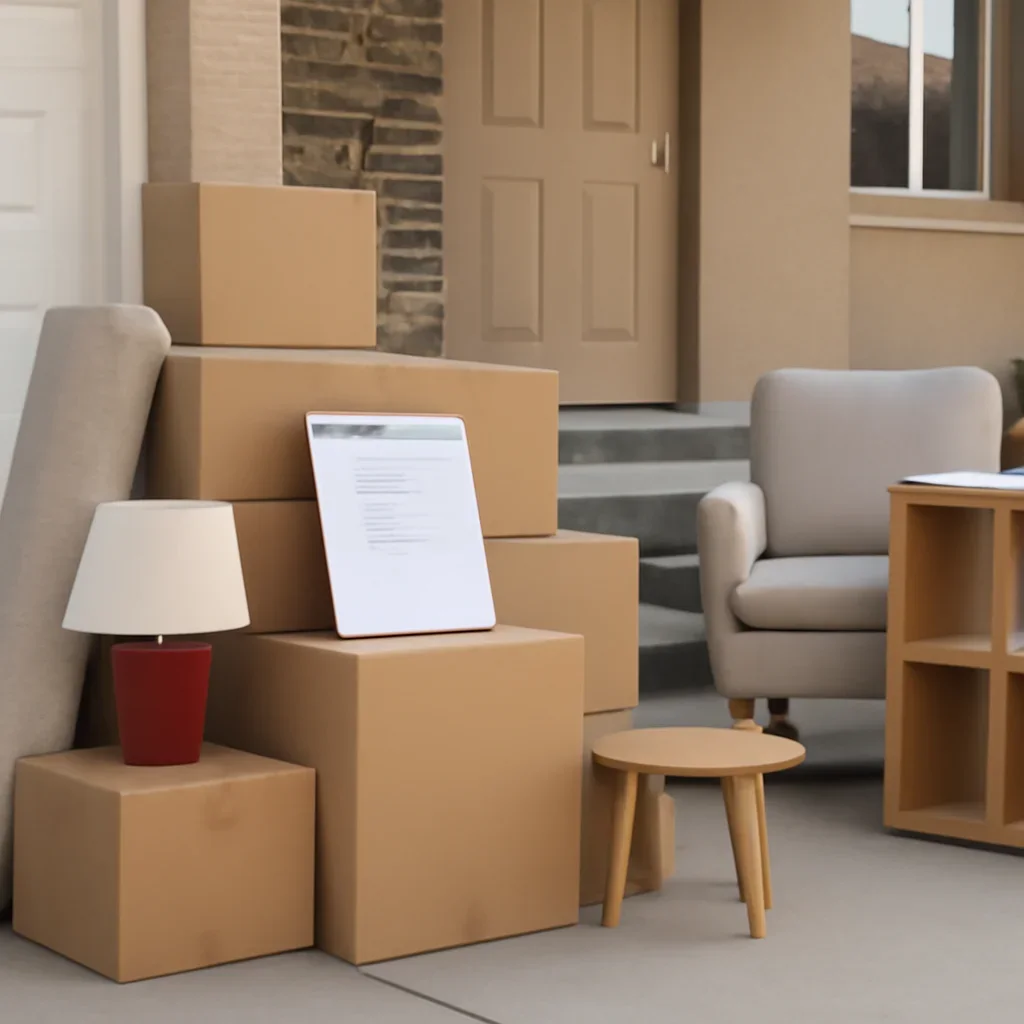 Boxes and furniture prepared for a move in Medicine Hat