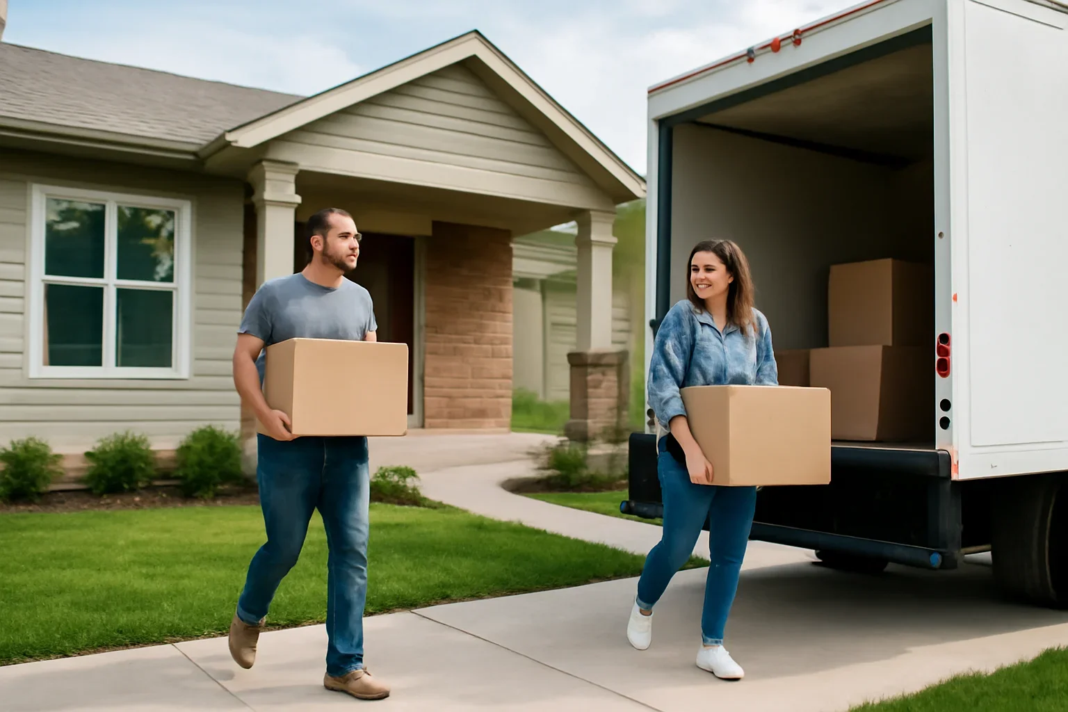 Moving truck at a residential property in Red Deer Alberta