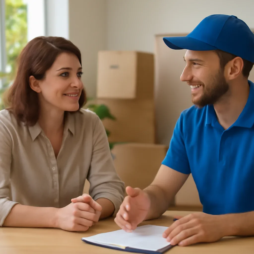 Customer discussing move details for Campbell River