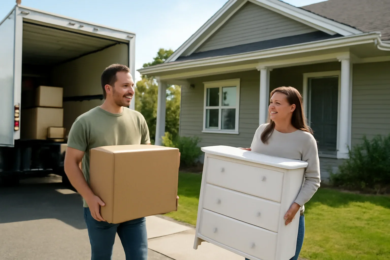 Moving day outside a home in Duncan