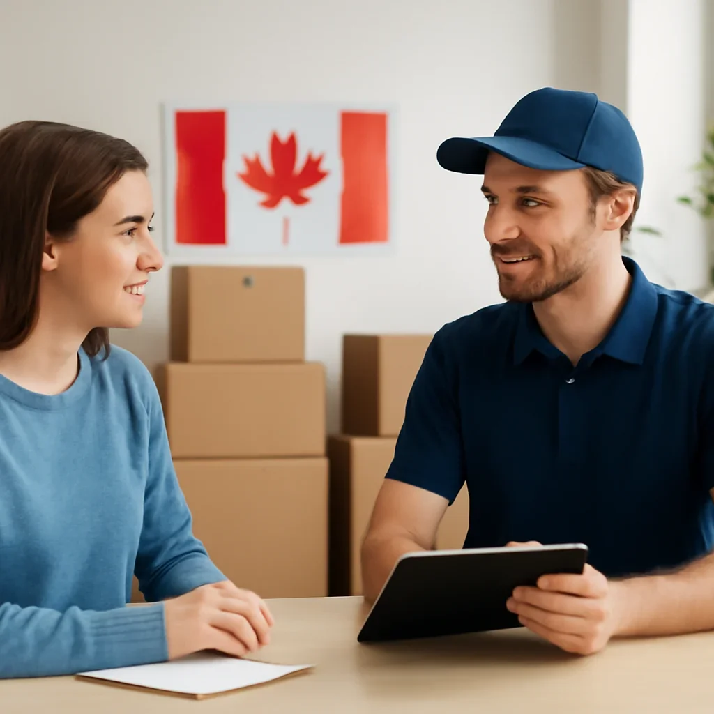 Customer discussing move details for Nanaimo