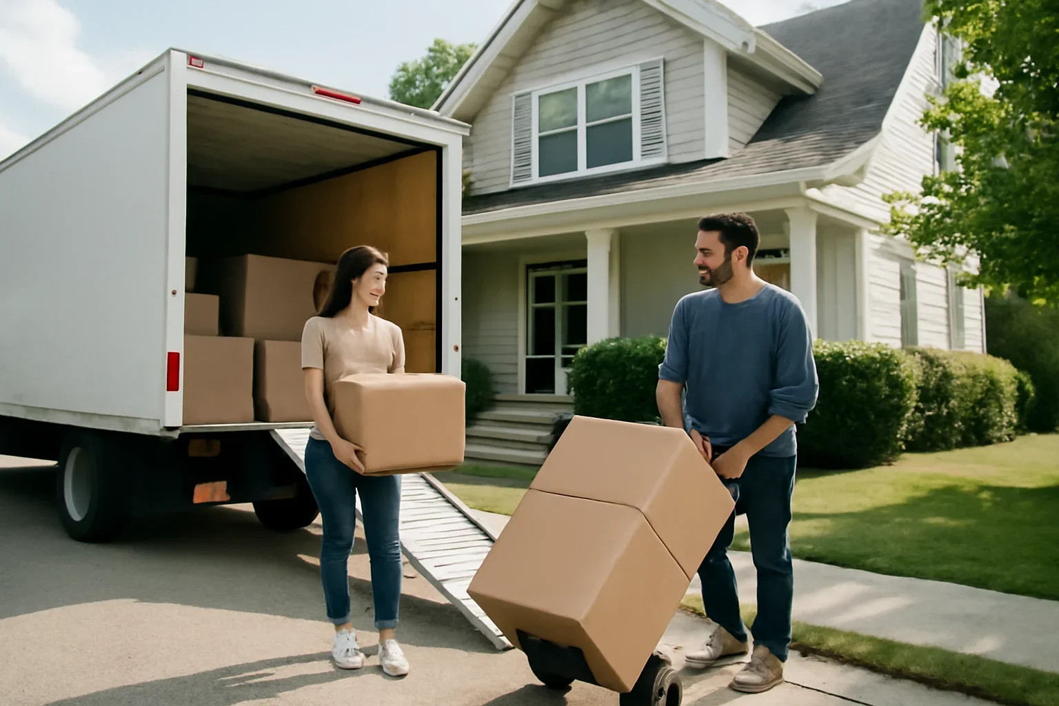 Moving day outside a home in Surrey