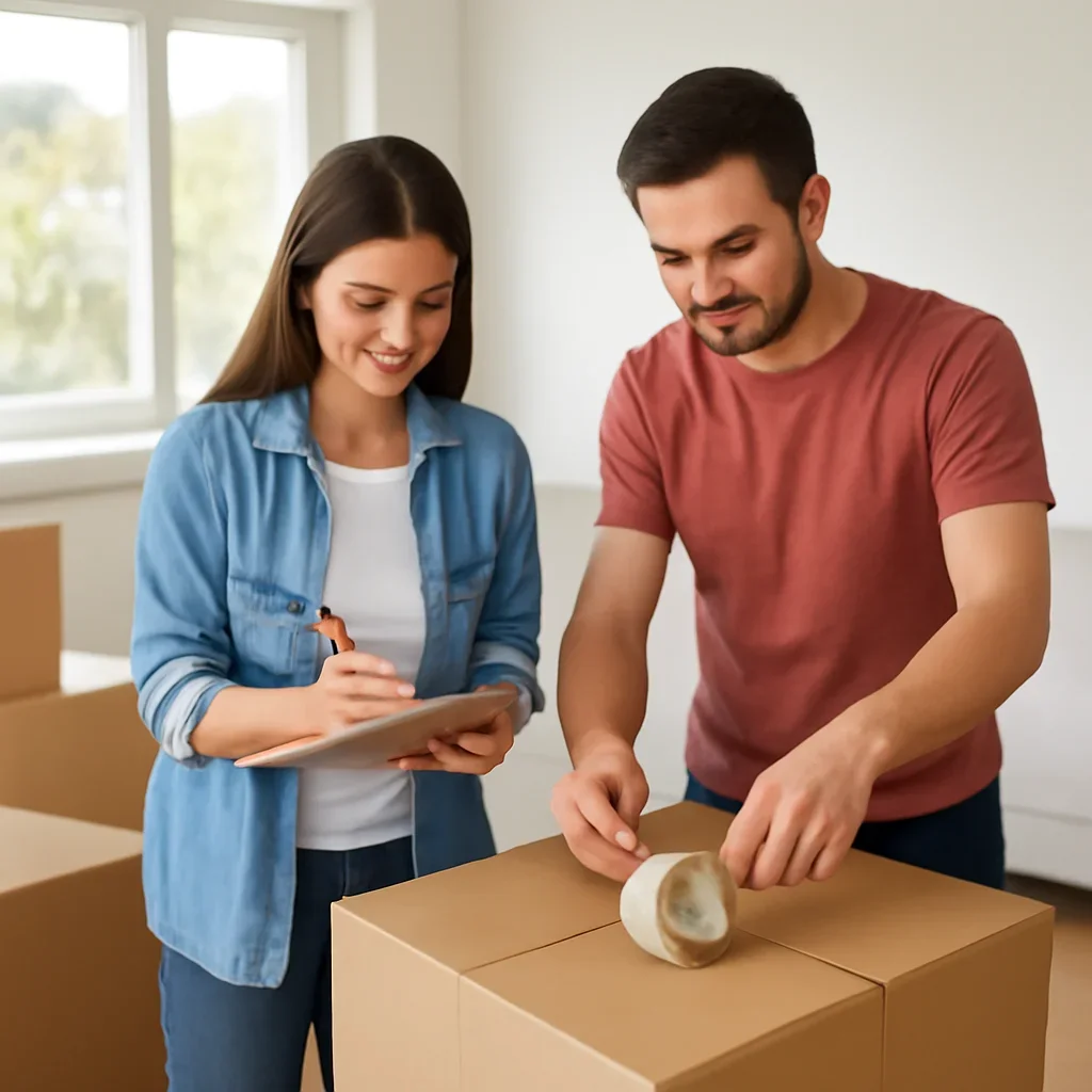 Packed furniture and moving boxes prepared in North Vancouver