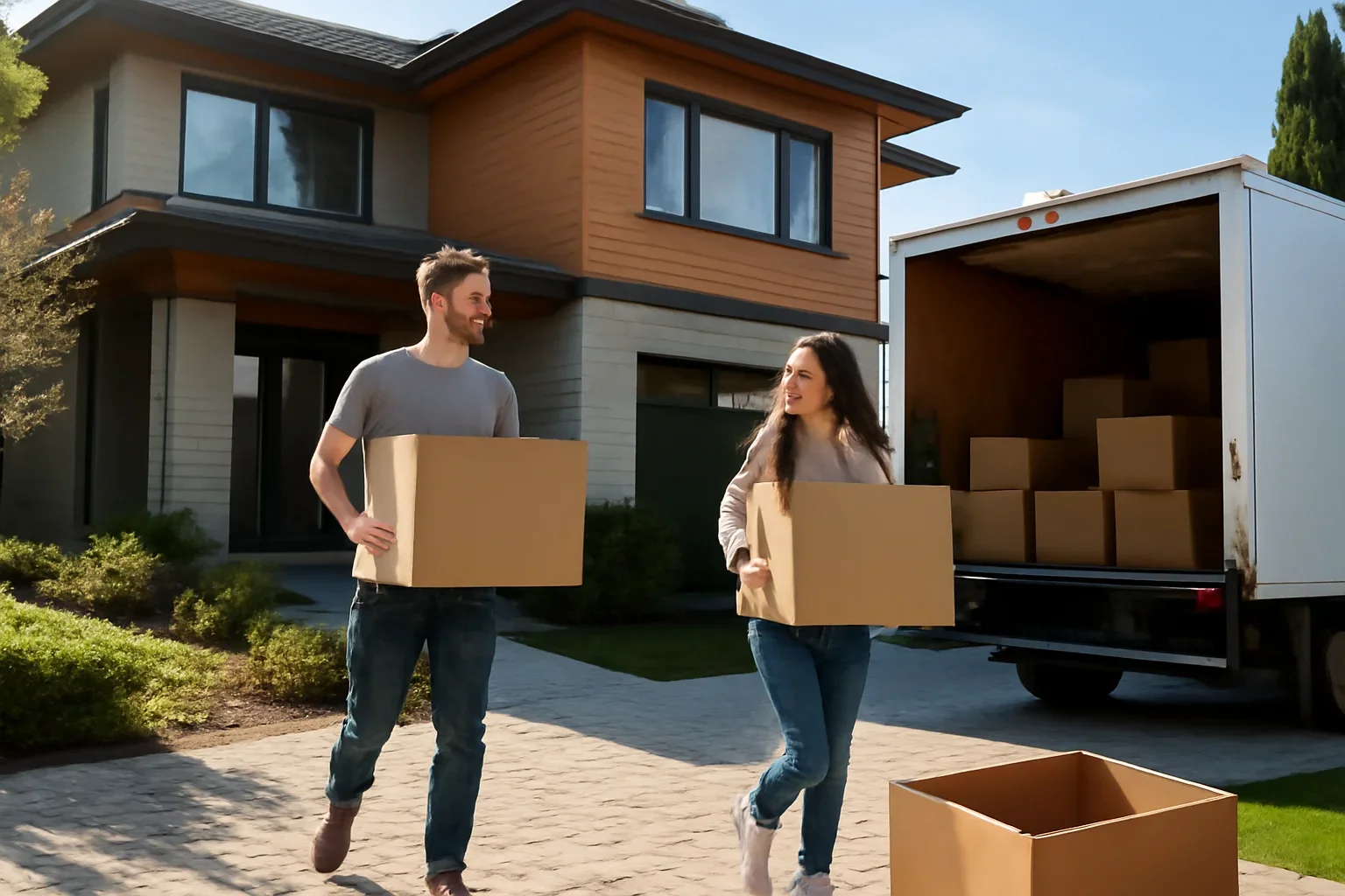Moving day outside a home in West Vancouver