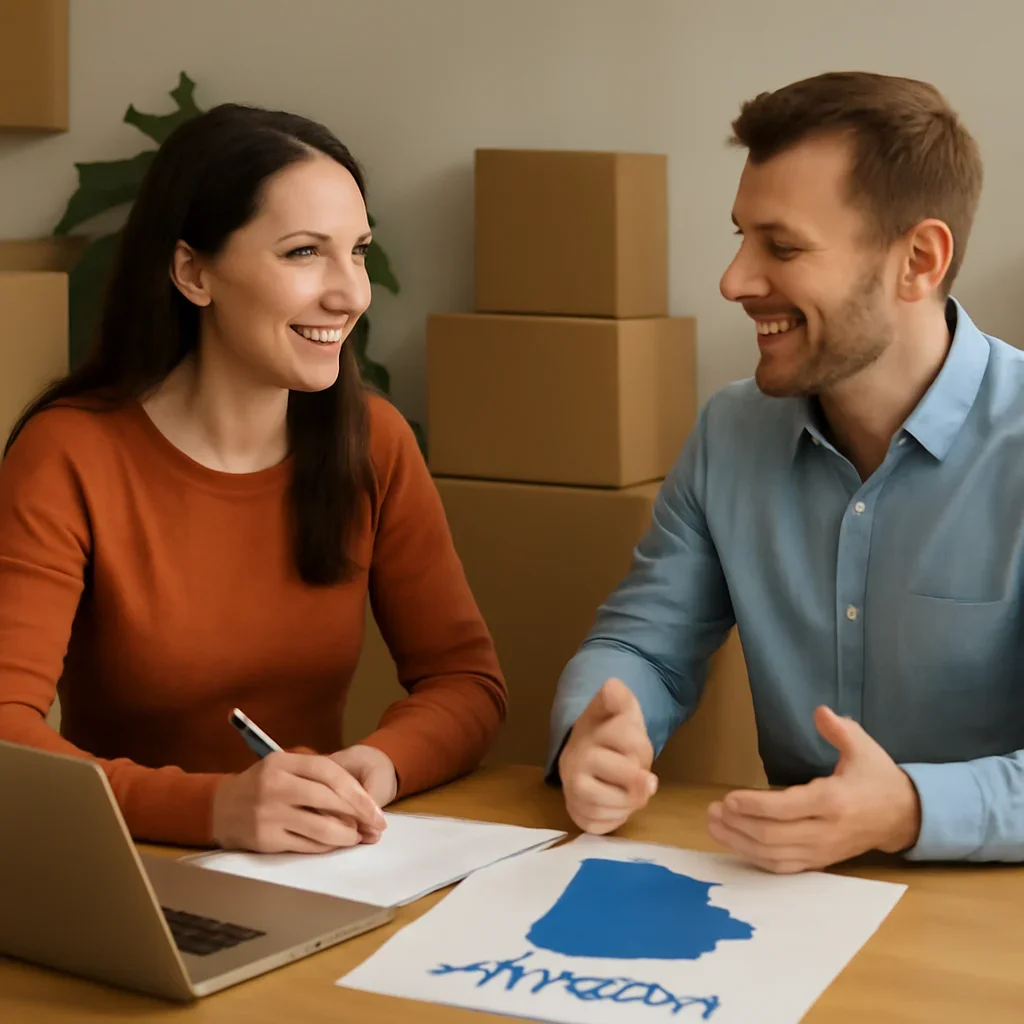 Customer reviewing moving options for Manitoba