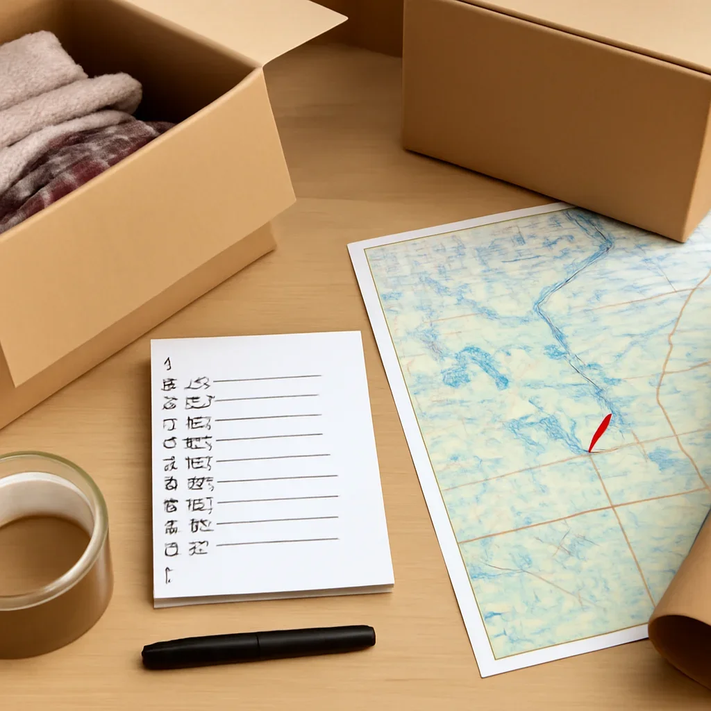 Packing and route planning materials for a Manitoba move