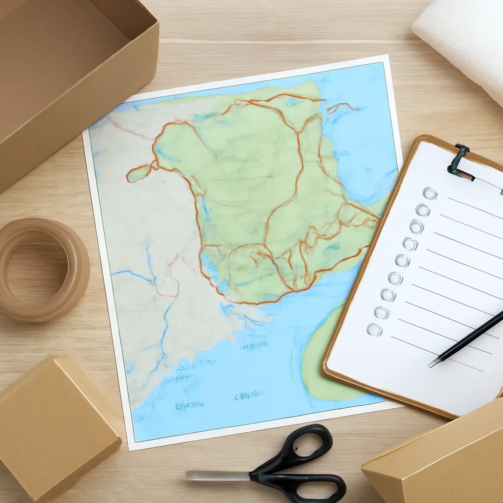 Packing and route planning materials for a New Brunswick move