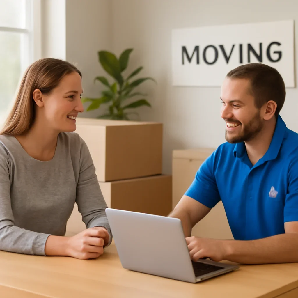 Customer discussing move details for Aurora