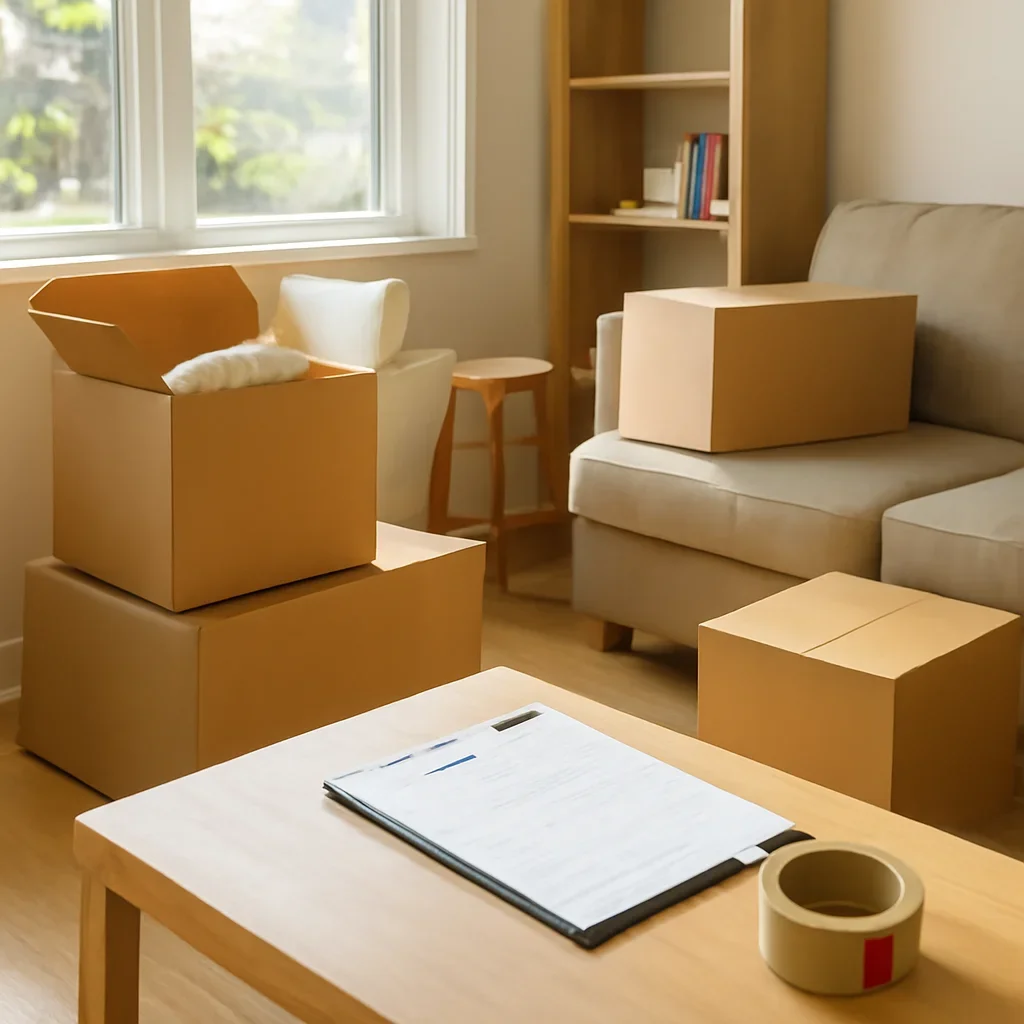 Boxes and furniture prepared for a move in Barrhaven