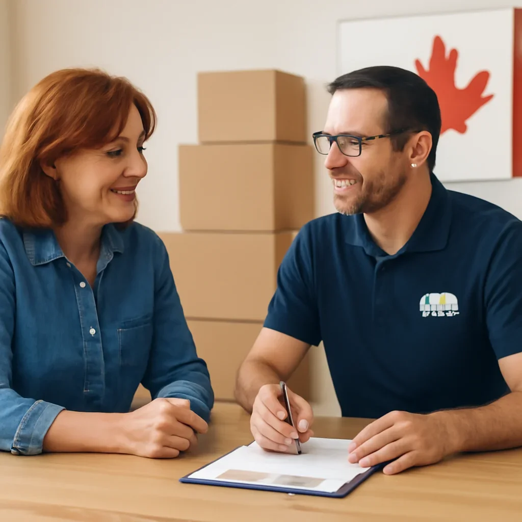 Customer discussing move details for Barrie