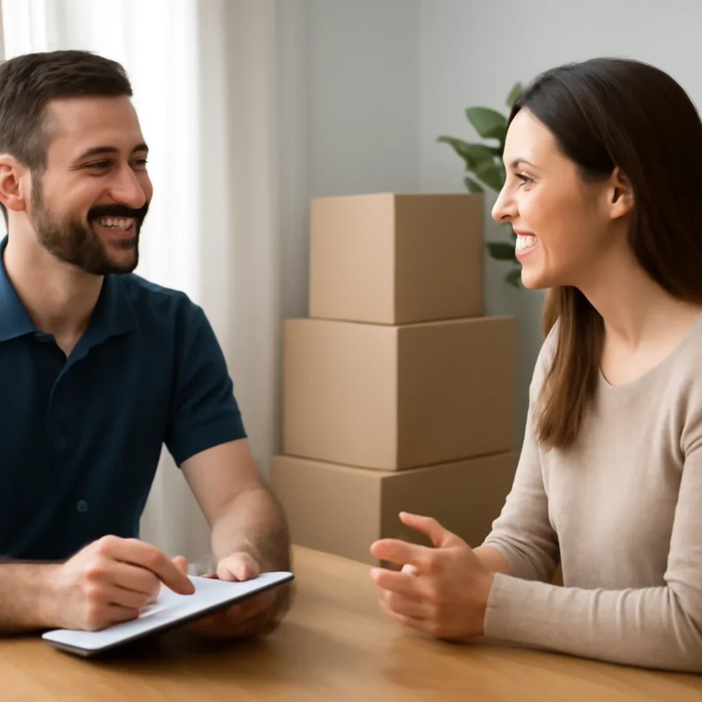 Customer discussing move details for Brampton