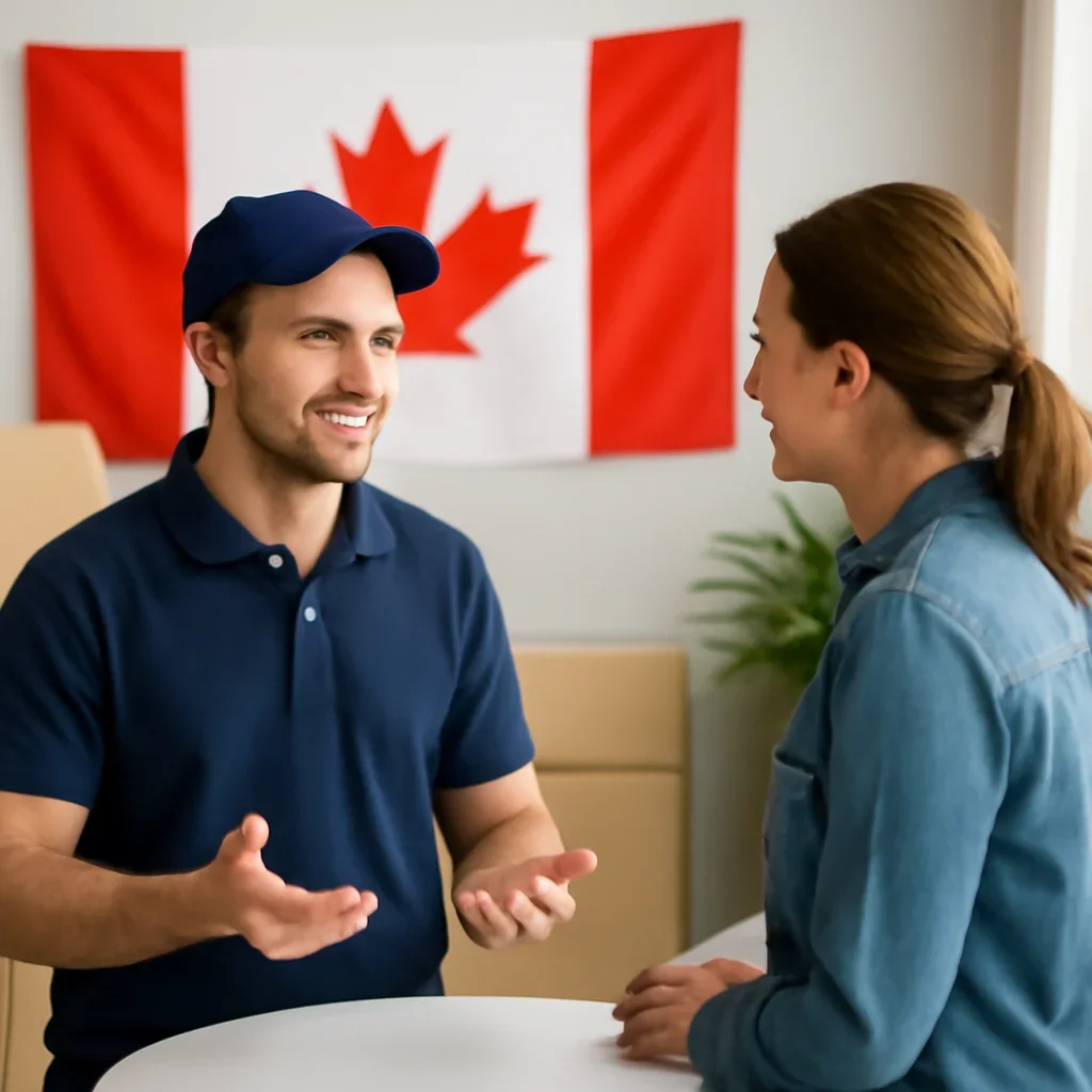 Customer discussing move details for Hamilton