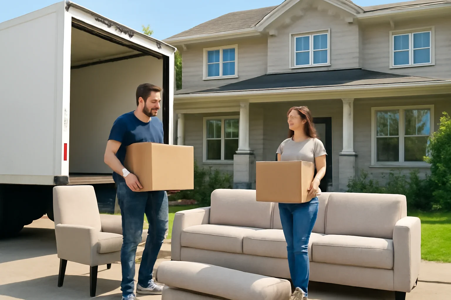 Moving day outside a home in Hamilton