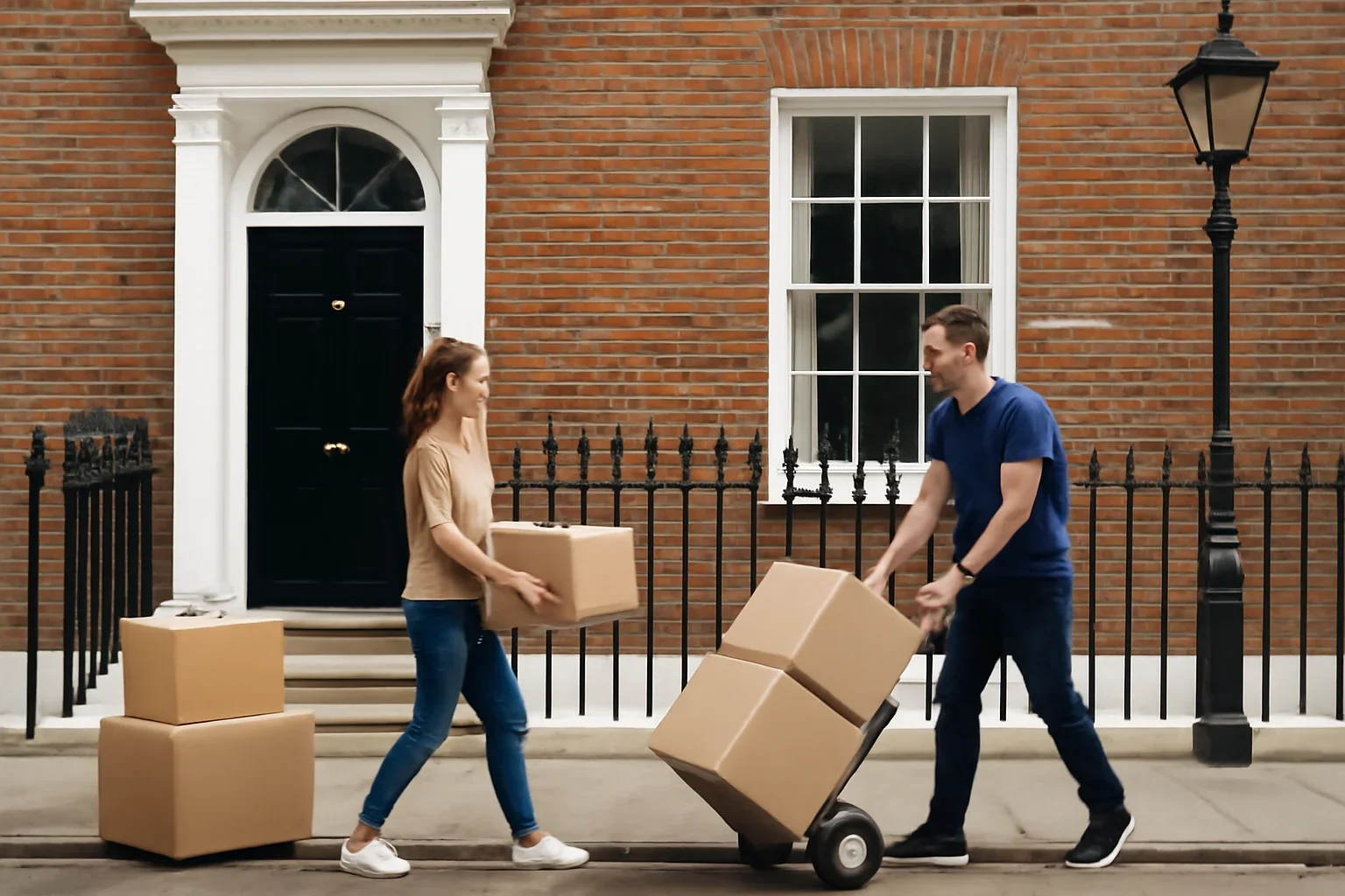 Moving day outside a home in London