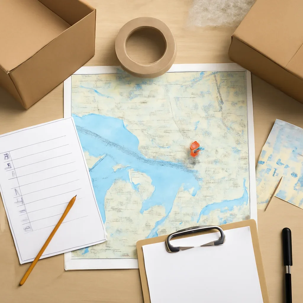 Packing and route planning materials for a Ontario move