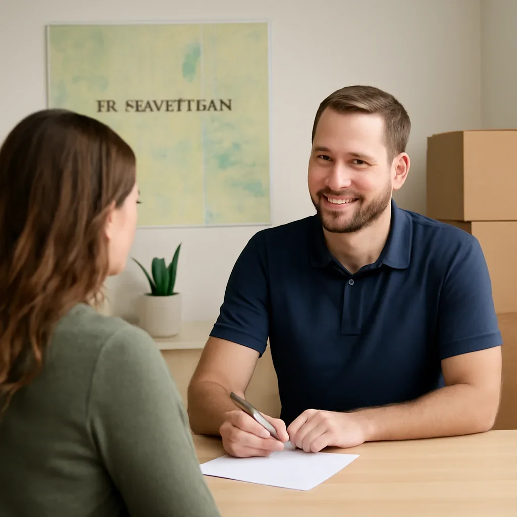 Customer reviewing moving options for Saskatchewan