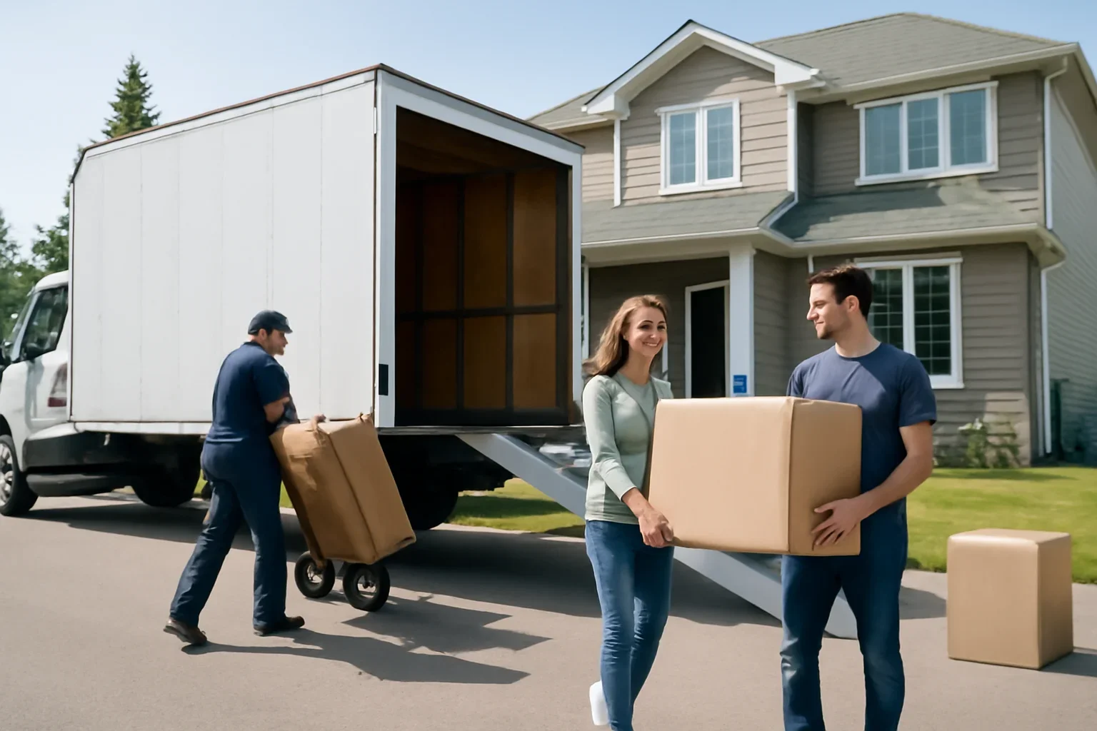 Moving day outside a home in Regina