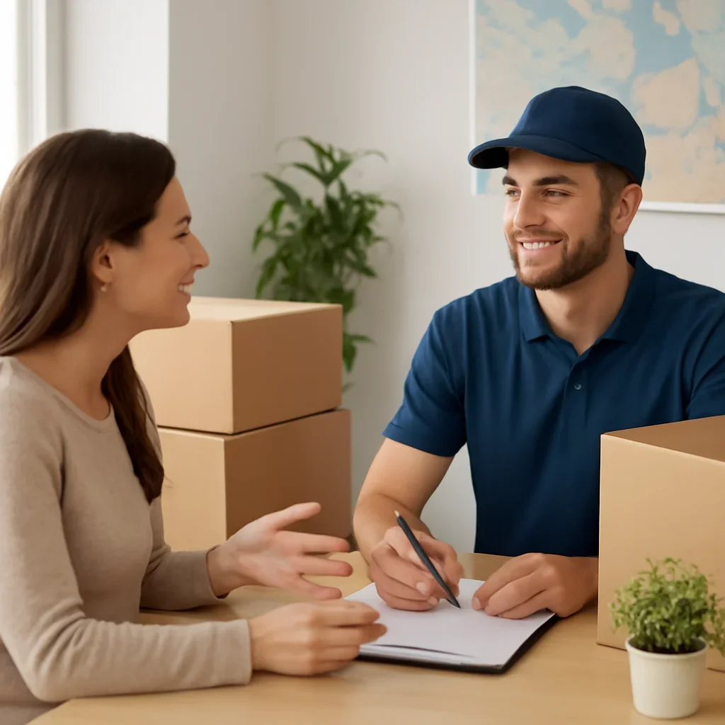 Customer discussing move details for Saskatoon